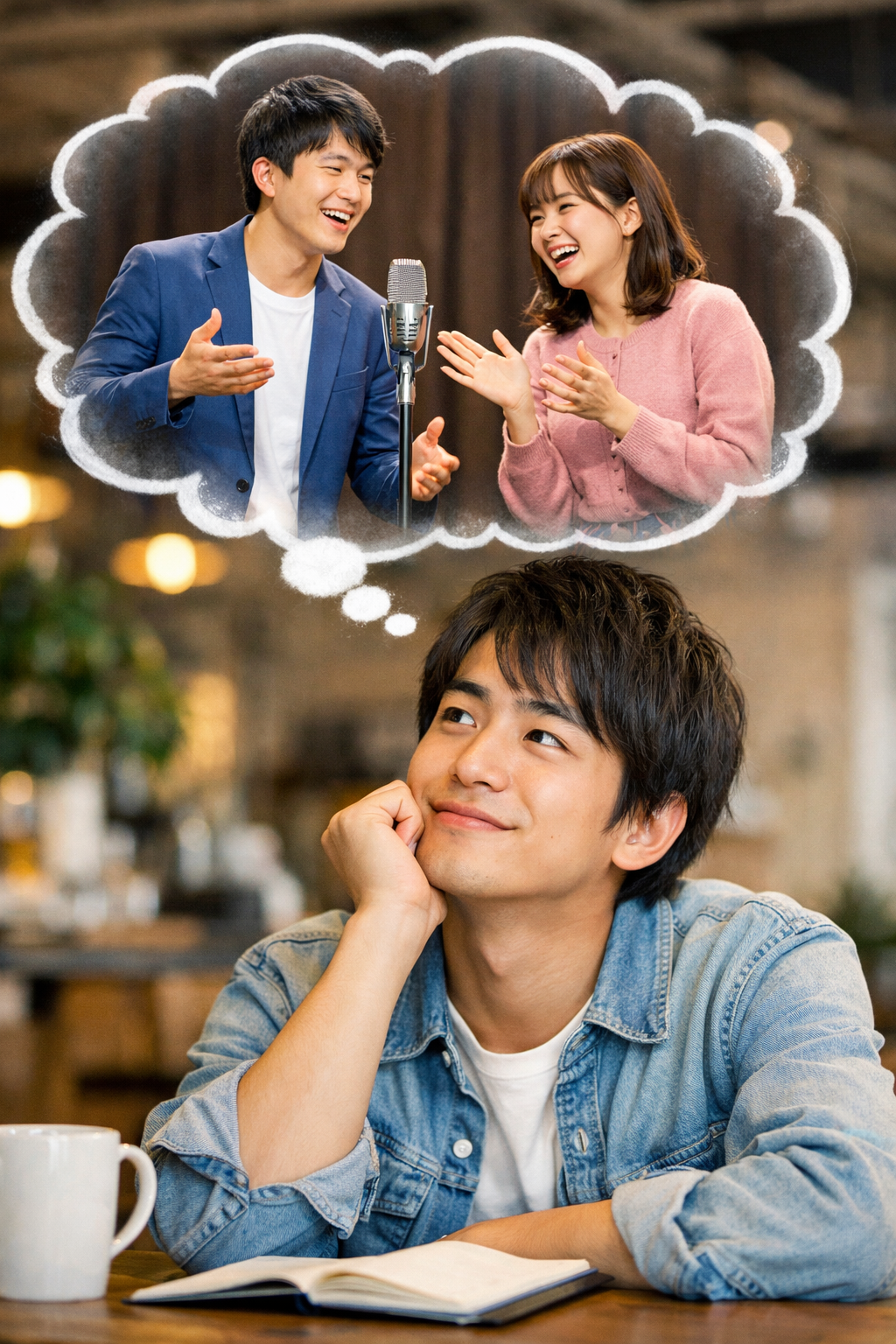 芸人カップルを妄想する男性の画像