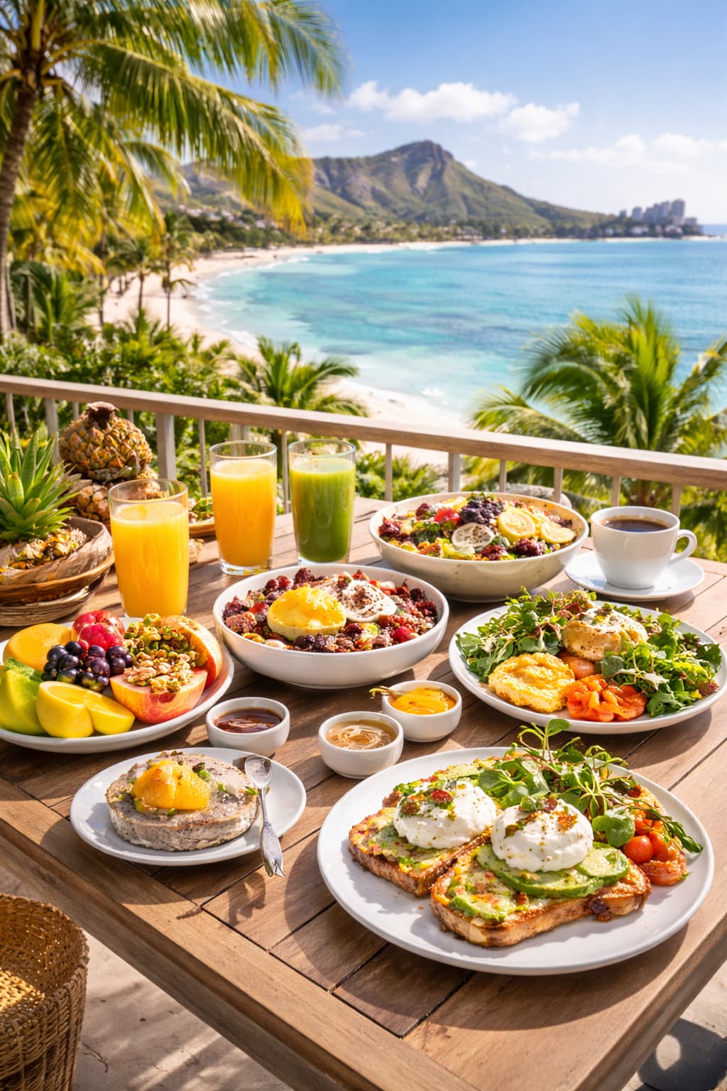 ハワイのテラスでの朝食イメージ