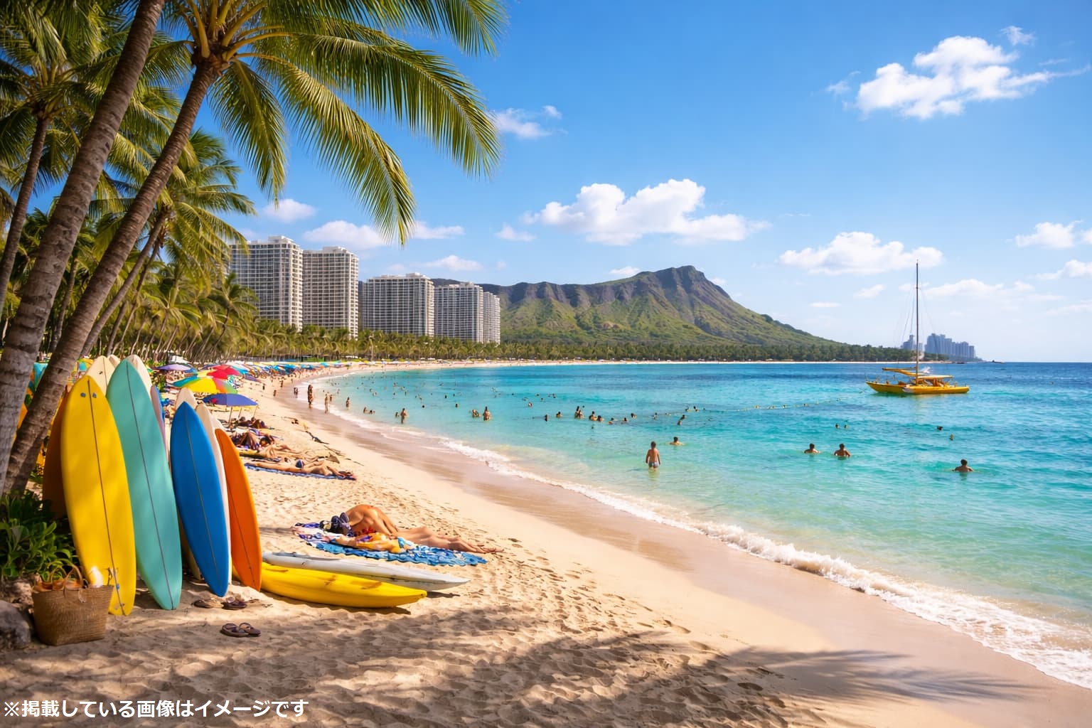 ハワイの浜辺のイメージ