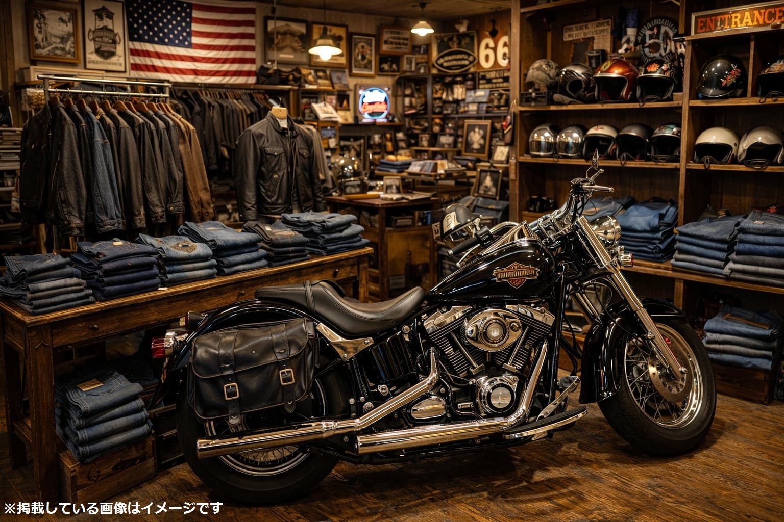 アメカジ系ヴィンテージアイテムが並ぶショップ店内