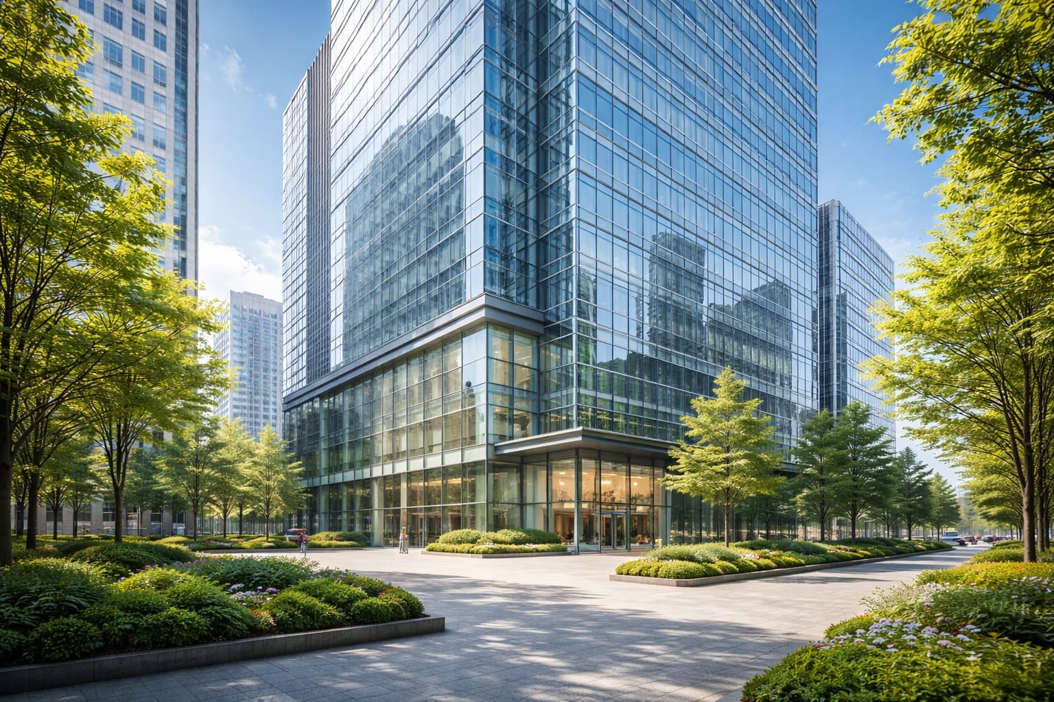 近代的な高層オフィスビルの外観（イメージ）